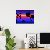 Palm Trees Tropical Sunset Poster (Thuiskantoor)