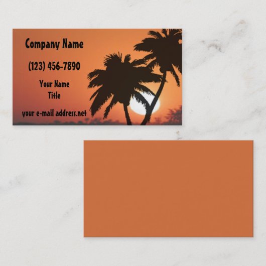 Palm Trees Tropical Sunset Visitekaartje (Voorkant / Achterkant)
