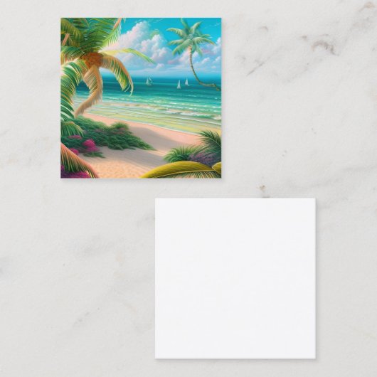 Palm Trees Tropical Vierkante Visitekaartje (Voorkant / Achterkant)