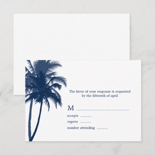 Palm Trees Tropical Wedding Response Kaarten RSVP Kaartje (Voorkant / Achterkant)