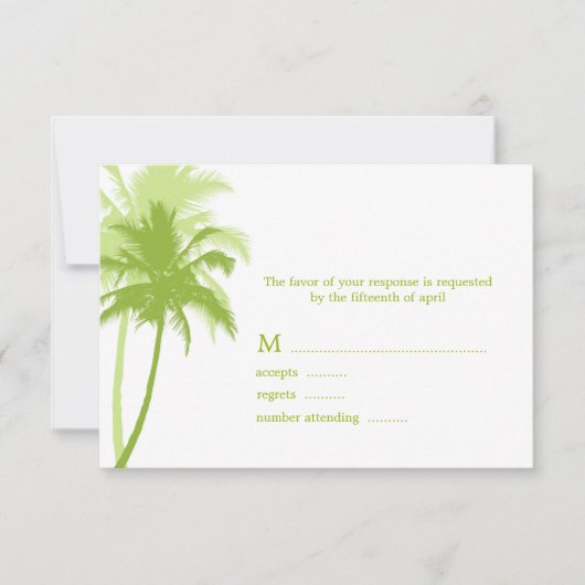 Palm Trees Tropical Wedding Response Kaarten RSVP Kaartje (Voorkant)