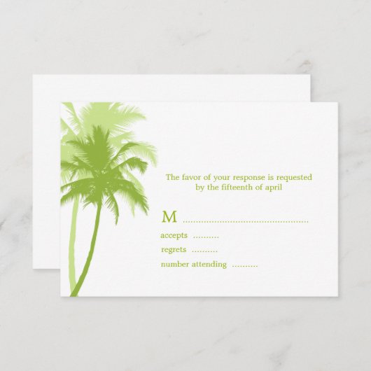 Palm Trees Tropical Wedding Response Kaarten RSVP Kaartje (Voorkant / Achterkant)
