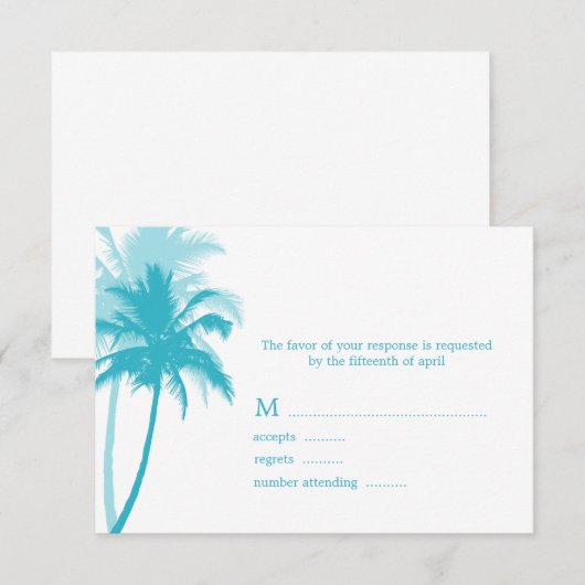 Palm Trees Tropical Wedding Response Kaarten RSVP Kaartje (Voorkant / Achterkant)