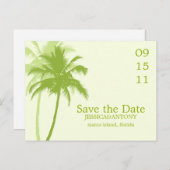 Palm Trees Tropical Wedding Save the Date Aankondigingskaart (Voorkant / Achterkant)