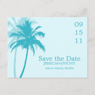 Palm Trees Tropical Wedding Save the Date Aankondigingskaart