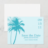 Palm Trees Tropical Wedding Save the Date Aankondigingskaart (Voorkant / Achterkant)