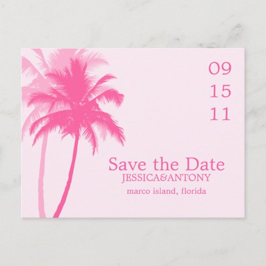 Palm Trees Tropical Wedding Save the Date Aankondigingskaart (Voorkant)