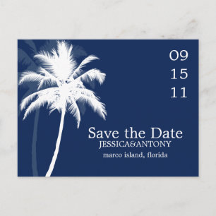 Palm Trees Tropical Wedding Save the Date Aankondigingskaart