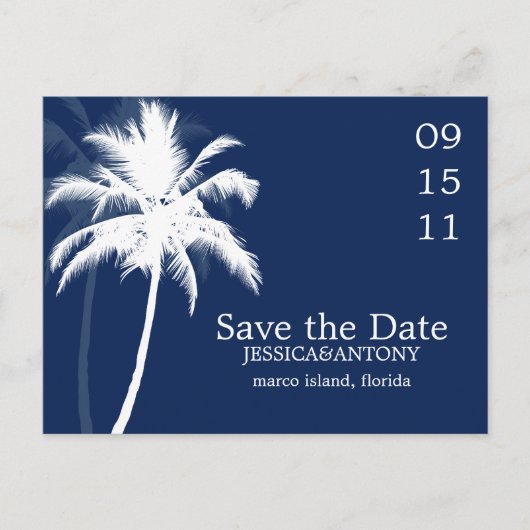 Palm Trees Tropical Wedding Save the Date Aankondigingskaart (Voorkant)