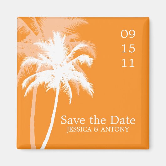 Palm Trees Tropical Wedding Save the Date of Favor Magneet (Voorkant)