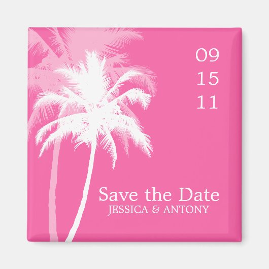 Palm Trees Tropical Wedding Save the Date of Favor Magneet (Voorkant)