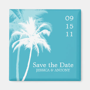 Palm Trees Tropical Wedding Save the Date of Favor Magneet