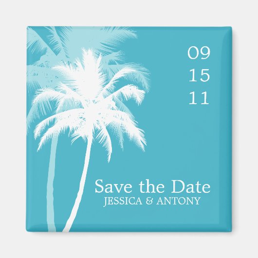 Palm Trees Tropical Wedding Save the Date of Favor Magneet (Voorkant)