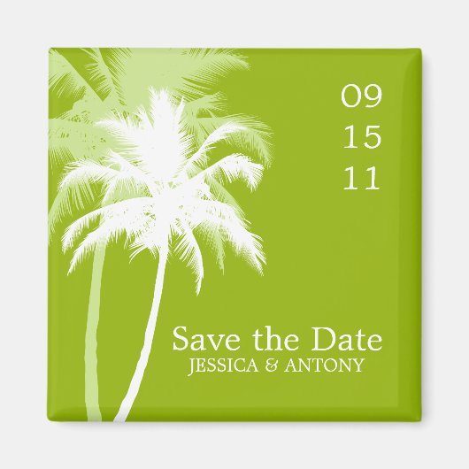 Palm Trees Tropical Wedding Save the Date of Favor Magneet (Voorkant)