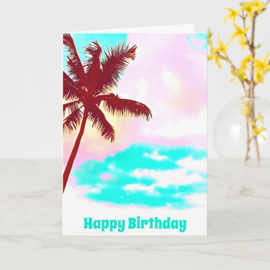 Palm Trees tropisch eilandleven Kaart (Gele Bloem)