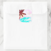 Palm Trees tropisch eilandleven Vierkante Sticker (Tas)