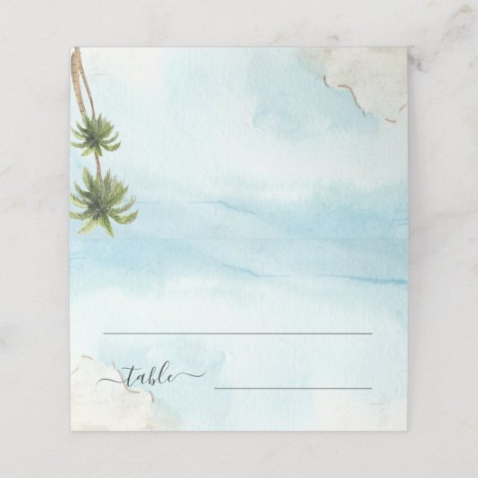 Palm Trees Tropisch Zand Strand Exotische Bruiloft Plaatskaartje (Buitenkant ongevouwen)