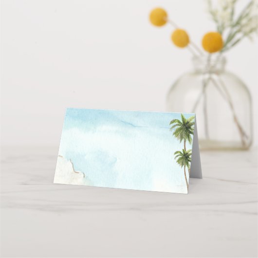 Palm Trees Tropisch Zand Strand Exotische Bruiloft Plaatskaartje (Achterkant)