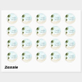 Palm Trees Tropische Strand Bestemming Bruiloft Ronde Sticker (Vel)