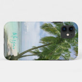 Palm Trees, Uw Foto, noem Blauwgroen Manuscript Case-Mate iPhone Case (Achterkant (horizontaal))