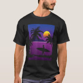 Palm Trees Vaporwave Surfer Synthwave Sunset Surfi T-shirt (Voorkant)