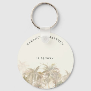 Palm Trees Watercolor Tan Kust Huwelijksgunst Sleutelhanger