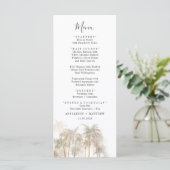 Palm Trees Waterverf Coastal Wedding Menu (Staand voorkant)
