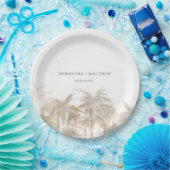 Palm Trees Waterverf Coastal Wedding Papieren Bordje (Feest)