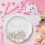 Palm Trees Waterverf Coastal Wedding Papieren Bordje (Feest)