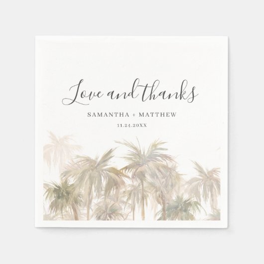 Palm Trees Waterverf Coastal Wedding Servet (Voorkant)