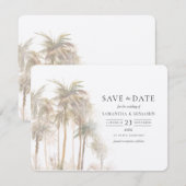 Palm Trees Waterverf Kustbestemming Save The Date (Voorkant / Achterkant)
