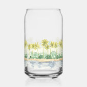 Palm Trees Waterverf Strand Tropische bruiloft Blikvorm Glas (Links)