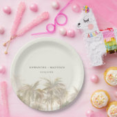 Palm Trees Waterverf Tan Coastal Wedding Papieren Bordje (Feest)