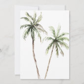 Palm Trees Waterverf Tropisch strand bruiloft Kaart (Achterkant)