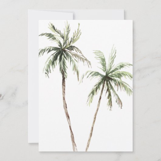 Palm Trees Waterverf Tropisch strand bruiloft Kaart (Achterkant)