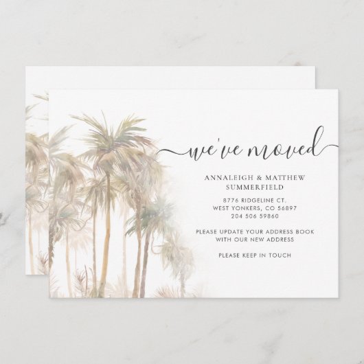 Palm Trees We hebben adresaankondiging verplaatst (Voorkant / Achterkant)