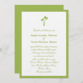 Palm Trees Wedding Invitation - Limoen Border Kaart (Voorkant / Achterkant)