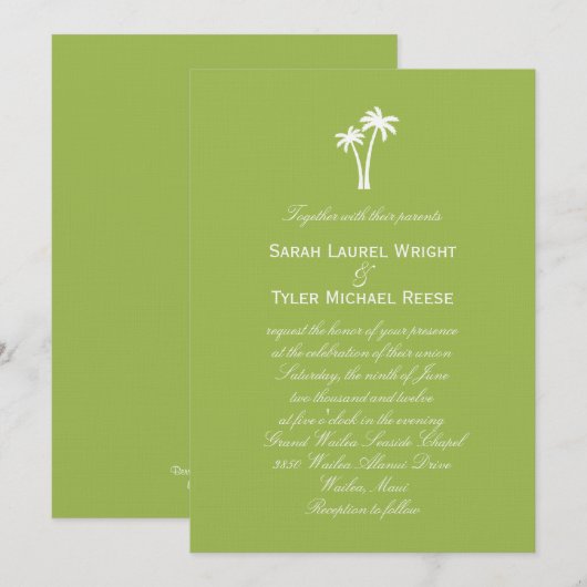 Palm Trees Wedding Invitation - Limoen Kaart (Voorkant / Achterkant)