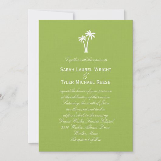 Palm Trees Wedding Invitation - Limoen Kaart (Voorkant)