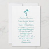 Palm Trees Wedding Invitation - White/Aqua Kaart (Voorkant)