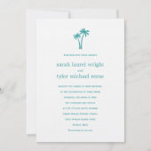 Palm Trees Wedding Invitation - White/Aqua Kaart (Voorkant)