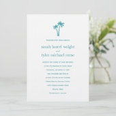Palm Trees Wedding Invitation - White/Aqua Kaart (Staand voorkant)