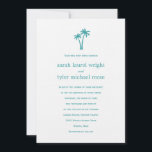 Palm Trees Wedding Invitation - White/Aqua Kaart<br><div class="desc">Dit collectie van Palm Trees is een hedendaags ontwerp met een aanraking van tropische smaakstoffen en vormt een elegante aanvulling op je viering van de zeebodem. Overeenkomende onderdelen zijn beschikbaar op berryberrynice.com</div>