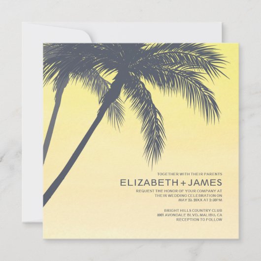 Palm Trees Wedding Invitations Kaart (Voorkant)