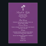 Palm Trees Wedding Menu Card - Paars<br><div class="desc">Dit collectie van Palm Trees is een hedendaags ontwerp met een aanraking van tropische smaakstoffen en vormt een elegante aanvulling op je viering van de zeebodem. Overeenkomende onderdelen zijn beschikbaar op berryberrynice.com</div>
