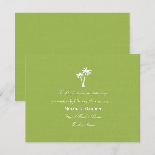 Palm Trees Wedding Reception Card - Limoen Informatiekaartje (Voorkant / Achterkant)