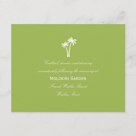 Palm Trees Wedding Reception Card - Limoen Informatiekaartje (Voorkant)
