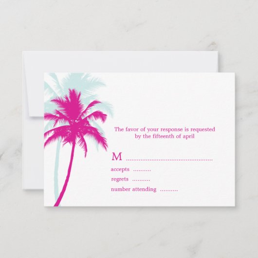 Palm Trees Wedding Response Cards RSVP Kaartje (Voorkant)