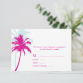 Palm Trees Wedding Response Cards RSVP Kaartje (Staand voorkant)