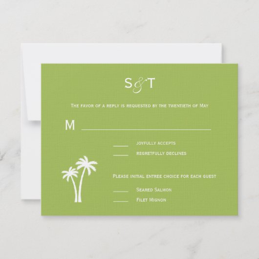Palm Trees Wedding RSVP Card - Limoen (Voorkant)